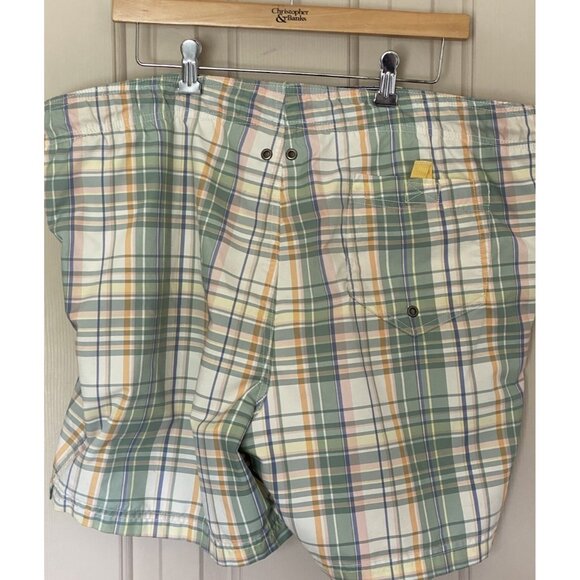 Lands' End Pastel Plaid Board Shorts Men's L 36-38 Nylon Meshed Lined Trunks - Picture 4 of 6